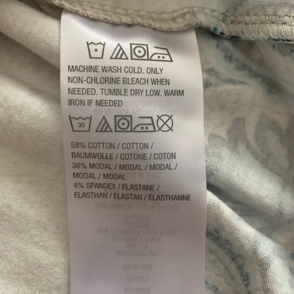 NWOT Susan Graver Weekend Oatmeal/Blue Size Large 3/4 Length Sleeve Cotton Blend - Picture 5 of 11